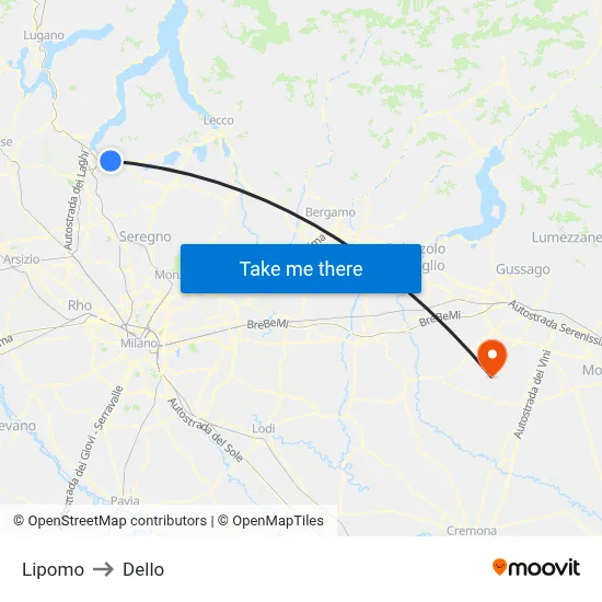 Lipomo to Dello map