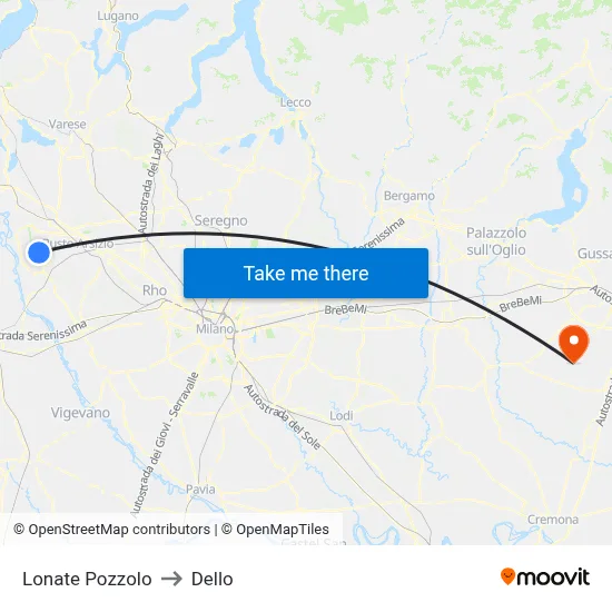 Lonate Pozzolo to Dello map