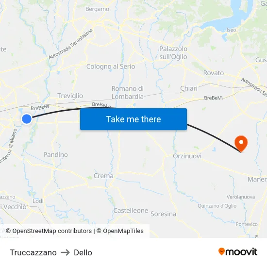 Truccazzano to Dello map