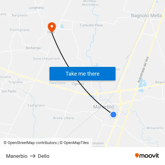 Manerbio to Dello map