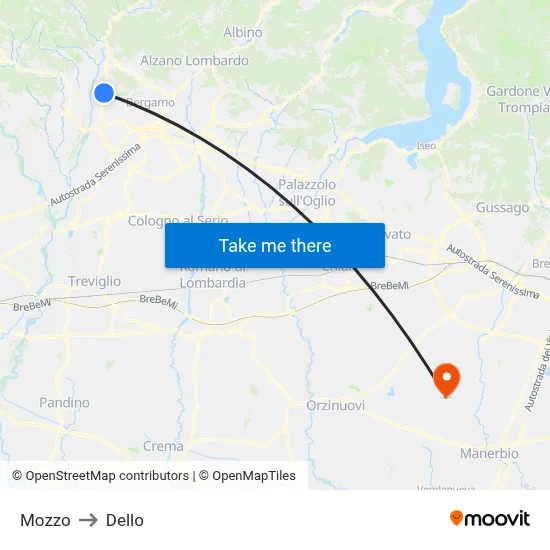 Mozzo to Dello map