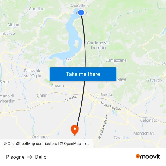 Pisogne to Dello map