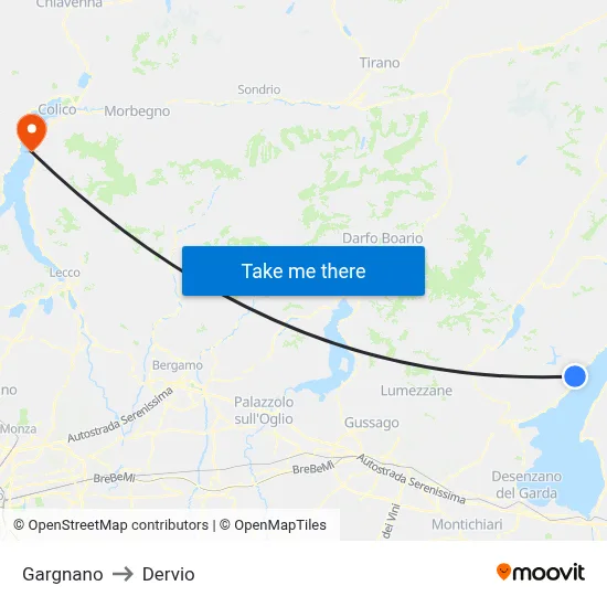 Gargnano to Dervio map