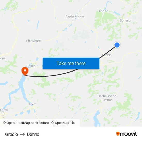 Grosio to Dervio map