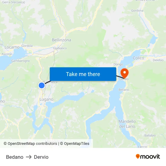 Bedano to Dervio map