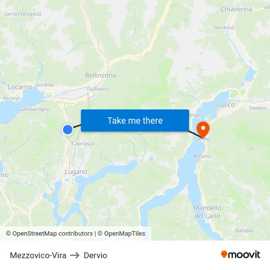 Mezzovico-Vira to Dervio map