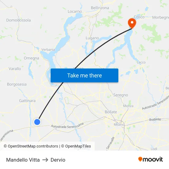 Mandello Vitta to Dervio map