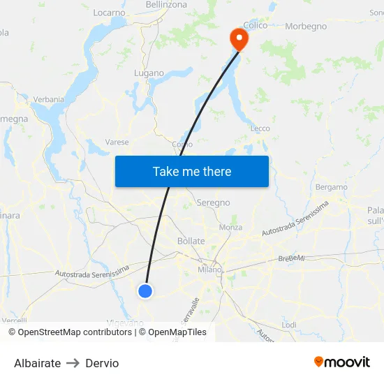 Albairate to Dervio map