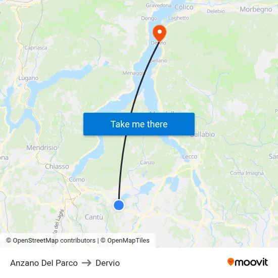 Anzano Del Parco to Dervio map