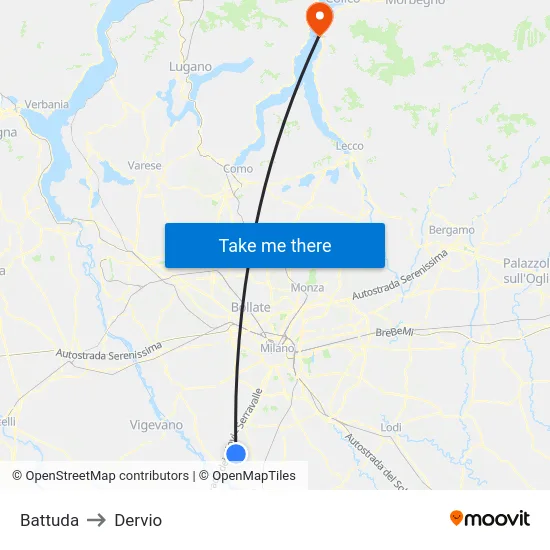 Battuda to Dervio map