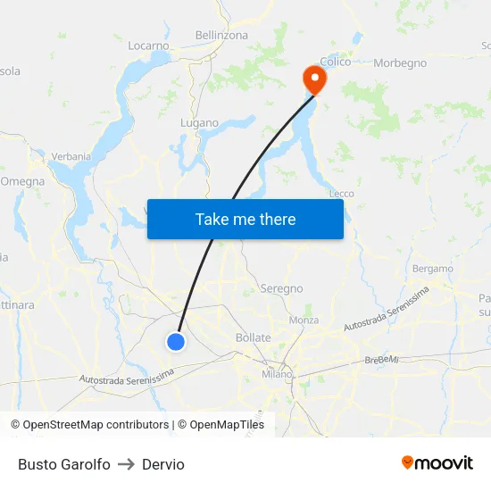 Busto Garolfo to Dervio map