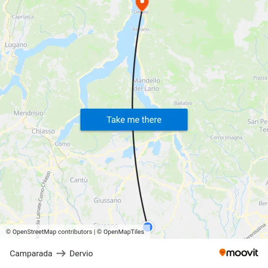 Camparada to Dervio map