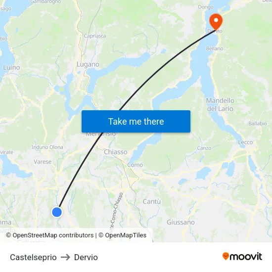 Castelseprio to Dervio map