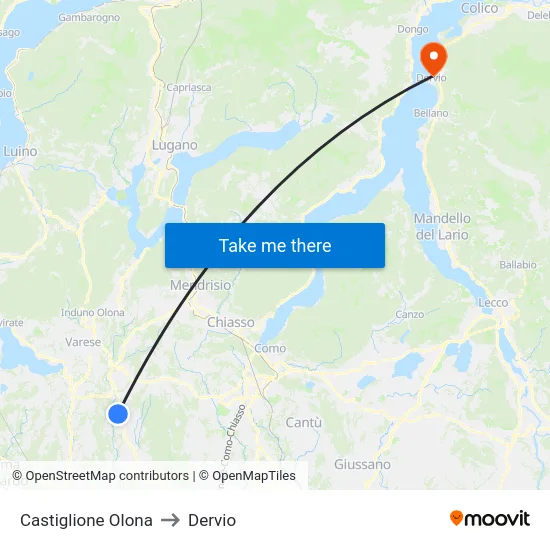 Castiglione Olona to Dervio map