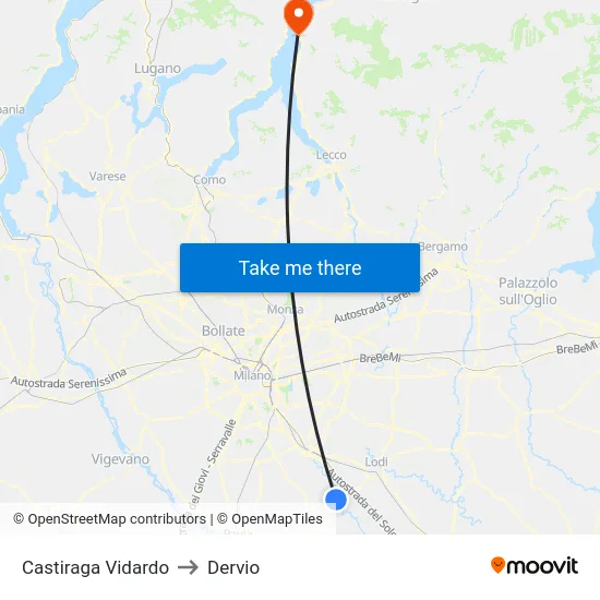 Castiraga Vidardo to Dervio map