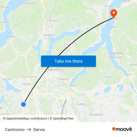 Castronno to Dervio map