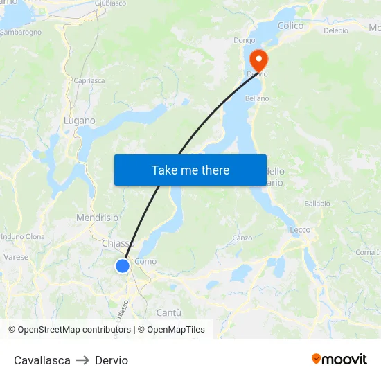 Cavallasca to Dervio map