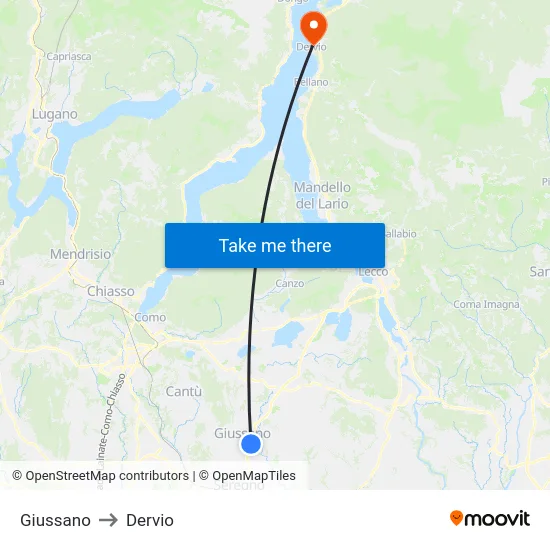Giussano to Dervio map