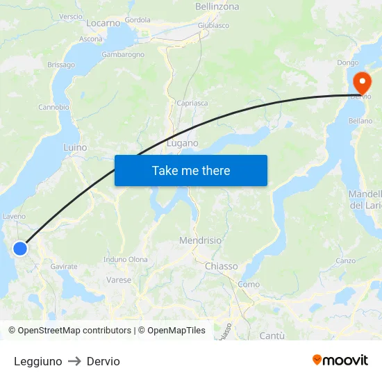 Leggiuno to Dervio map