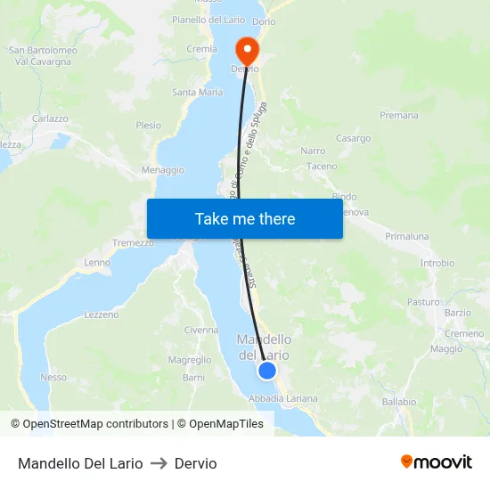 Mandello Del Lario to Dervio map
