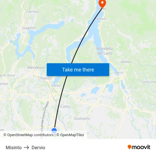 Misinto to Dervio map