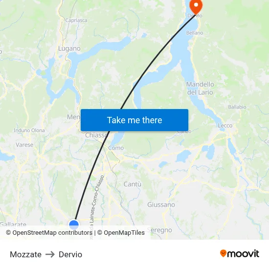 Mozzate to Dervio map