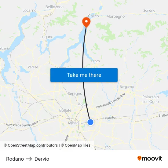 Rodano to Dervio map