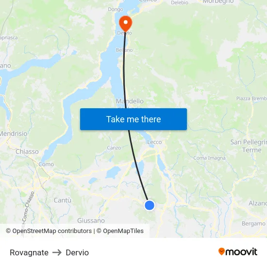 Rovagnate to Dervio map