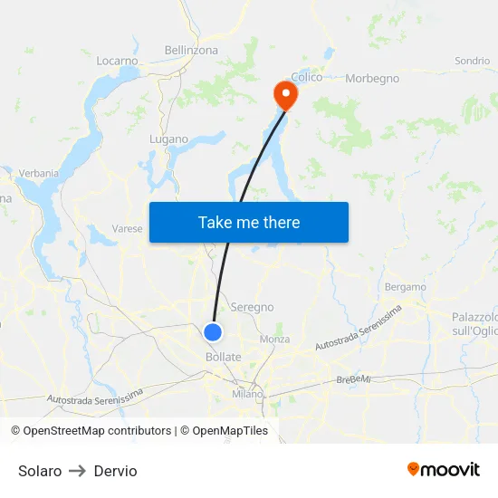 Solaro to Dervio map