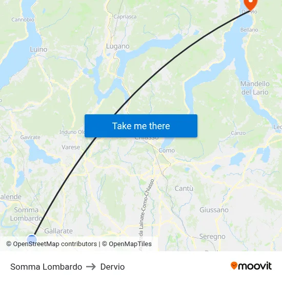 Somma Lombardo to Dervio map