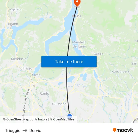 Triuggio to Dervio map