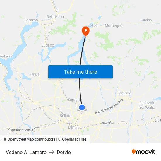 Vedano Al Lambro to Dervio map