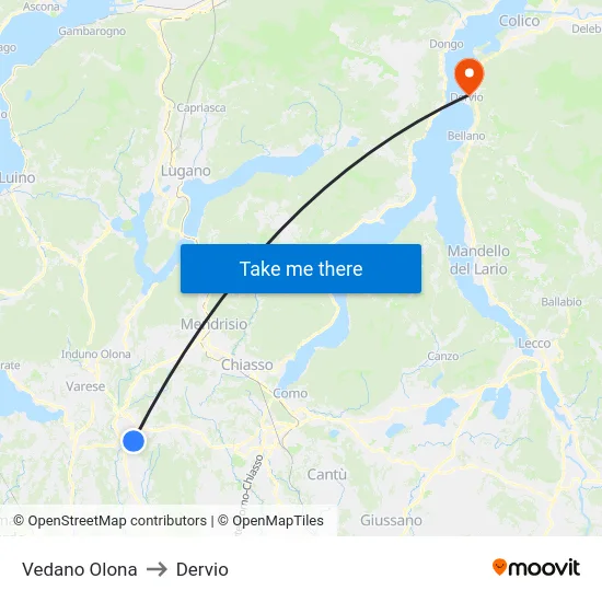 Vedano Olona to Dervio map