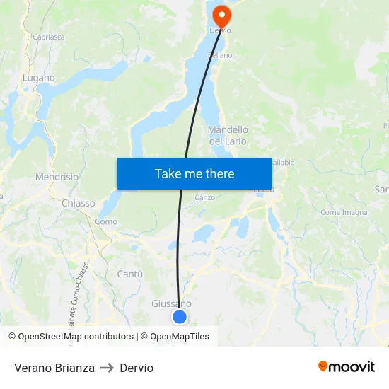 Verano Brianza to Dervio map