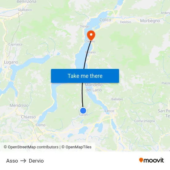 Asso to Dervio map