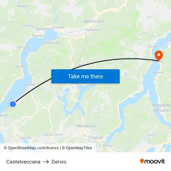 Castelveccana to Dervio map