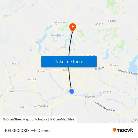 Belgioioso to Dervio map