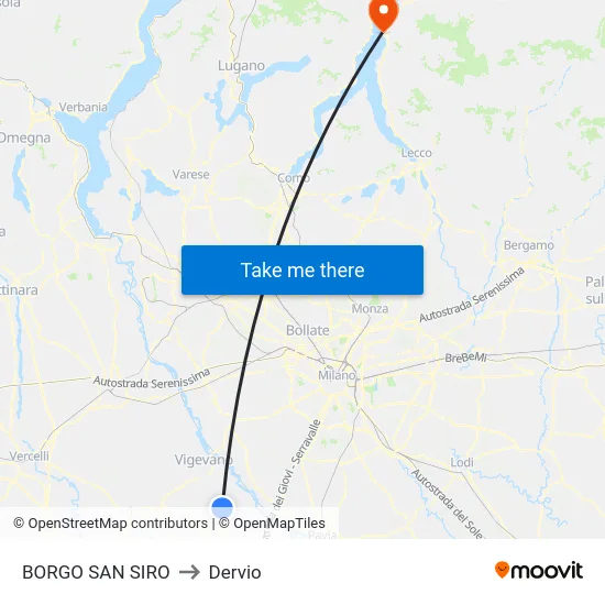 Borgo San Siro to Dervio map