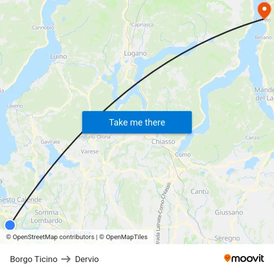 Borgo Ticino to Dervio map