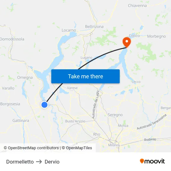 Dormelletto to Dervio map