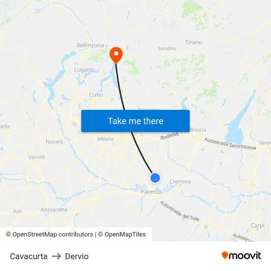 Cavacurta to Dervio map