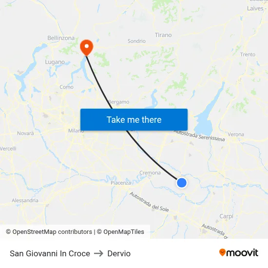 San Giovanni In Croce to Dervio map
