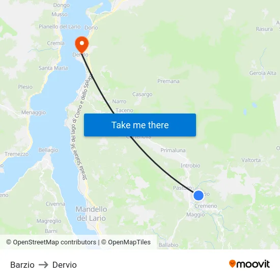 Barzio to Dervio map