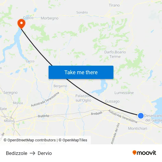 Bedizzole to Dervio map