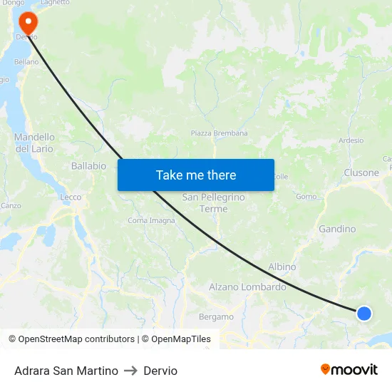 Adrara San Martino to Dervio map