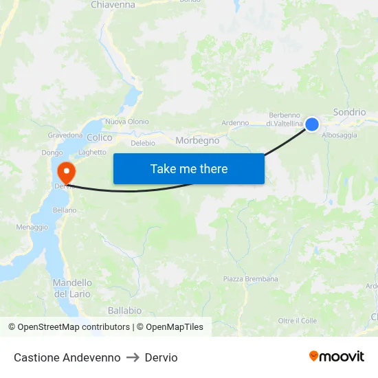 Castione Andevenno to Dervio map