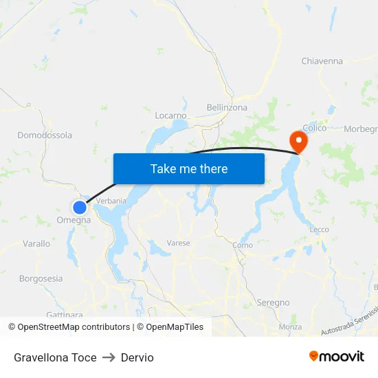 Gravellona Toce to Dervio map