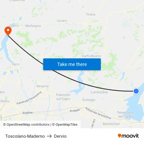 Toscolano-Maderno to Dervio map