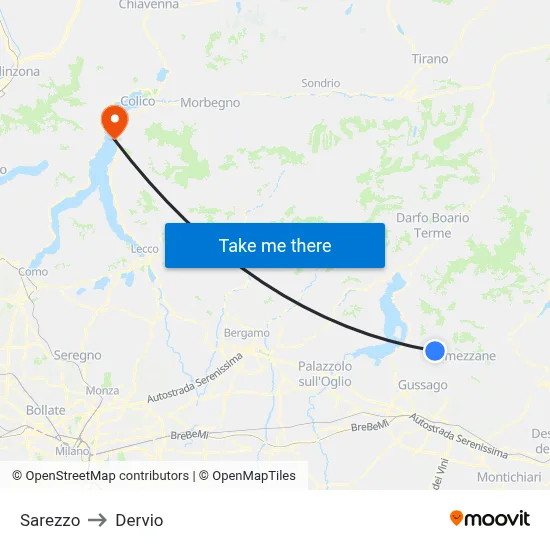 Sarezzo to Dervio map