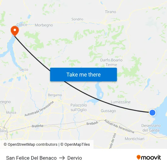 San Felice Del Benaco to Dervio map